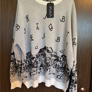 2FLYCo Monochrome Graphic Sweater NWT